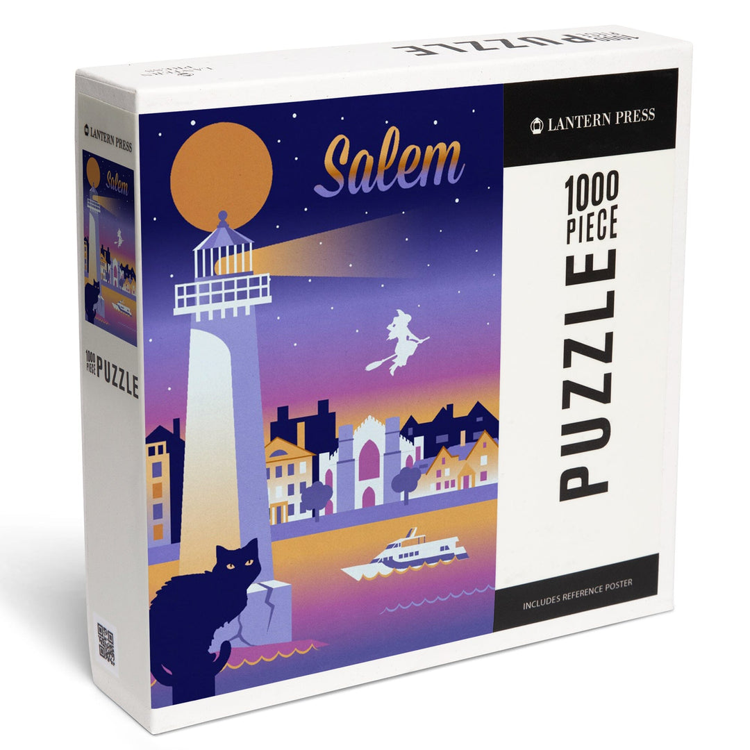 Salem, Massachusetts, Retro Skyline Chromatic Series, Jigsaw Puzzle Puzzle Lantern Press 