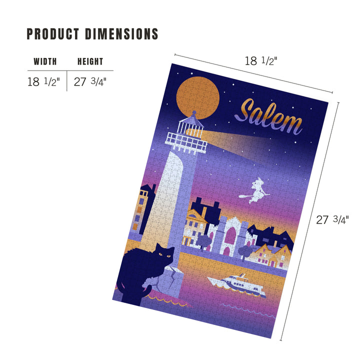 Salem, Massachusetts, Retro Skyline Chromatic Series, Jigsaw Puzzle Puzzle Lantern Press 