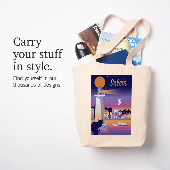 Salem, Massachusetts, Retro Skyline Chromatic Series, Tote Bag Totes Lantern Press 