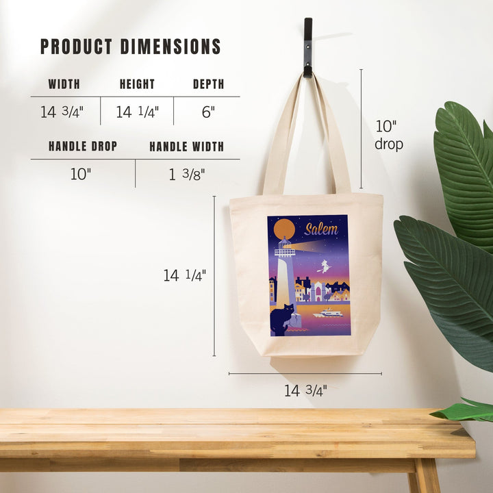 Salem, Massachusetts, Retro Skyline Chromatic Series, Tote Bag Totes Lantern Press 