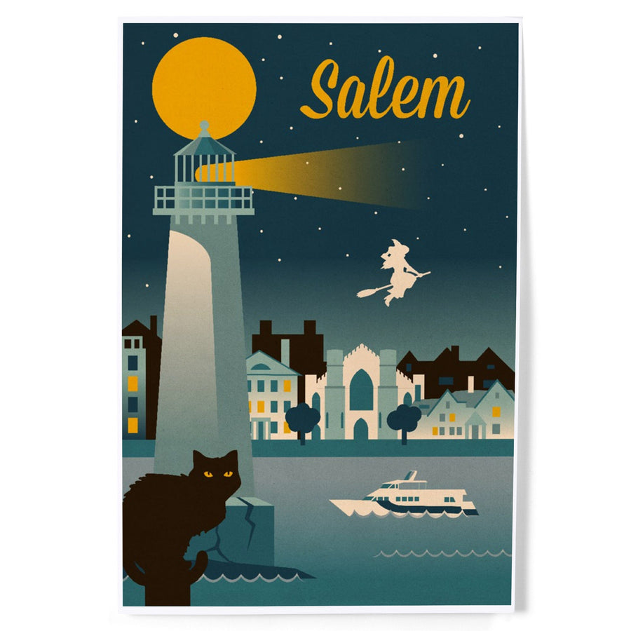 Salem, Massachusetts, Retro Skyline Classic Series, Art & Giclee Prints Art Lantern Press 