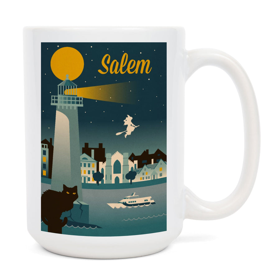 Salem, Massachusetts, Retro Skyline Classic Series, Lantern Press Artwork, Ceramic Mug Mugs Lantern Press 