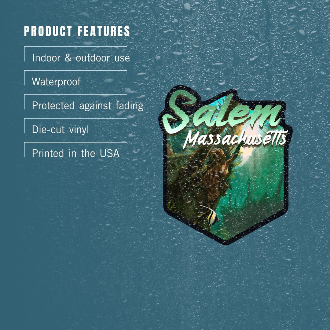 Salem, Massachusetts, Shipwreck, Contour, Lantern Press Artwork, Vinyl Sticker Sticker Lantern Press 