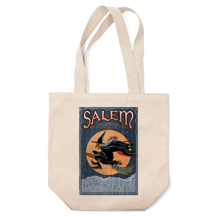 Salem, Massachusetts, Witch Vintage Sign, Lantern Press Artwork, Tote Bag Totes Lantern Press 