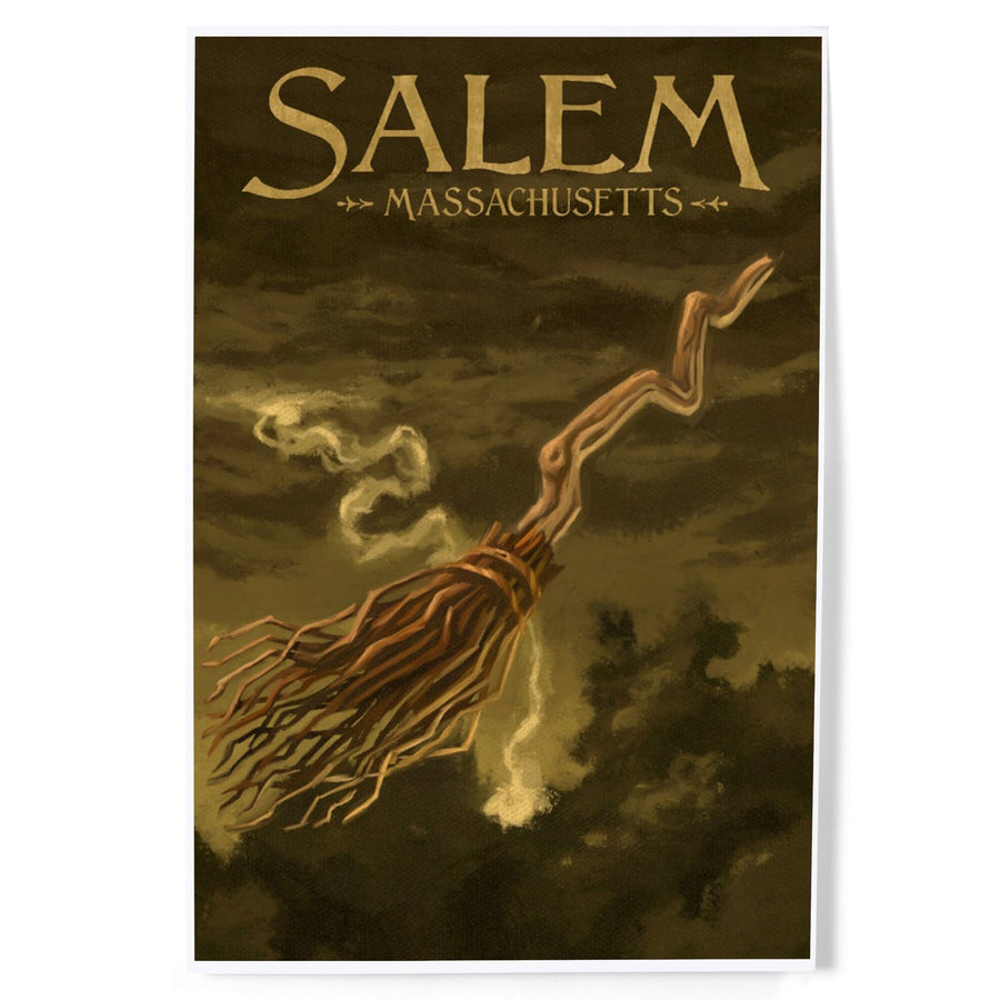 Salem, Massachusetts, Witch's Broom, Halloween Oil Painting, Art & Giclee Prints Art Lantern Press 