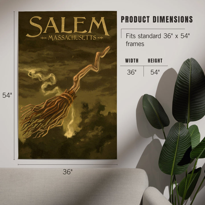 Salem, Massachusetts, Witch's Broom, Halloween Oil Painting, Art & Giclee Prints Art Lantern Press 