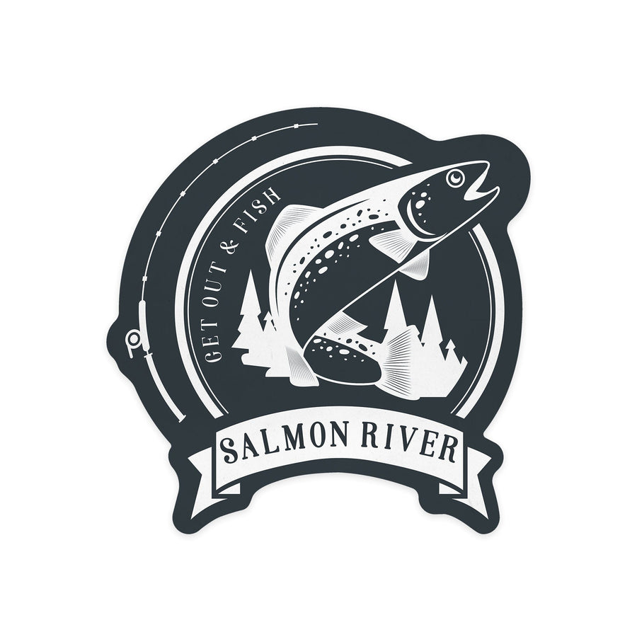 Salmon River, Idaho, Get Out and Fish, Trout and Trees, Contour, Vinyl Sticker Sticker Lantern Press 