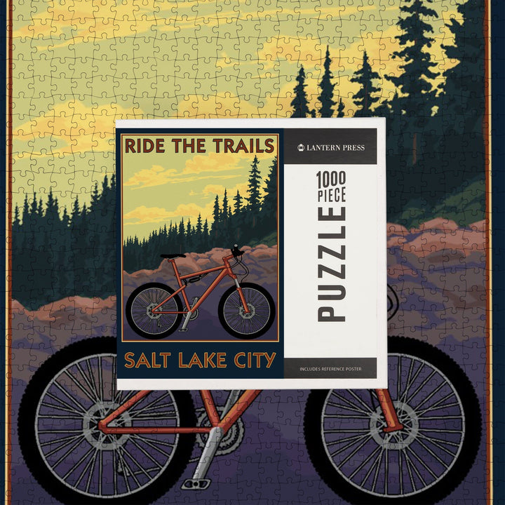 Salt Lake City, UT, Ride the Trails, Mountain Bike Scene, Jigsaw Puzzle Puzzle Lantern Press 