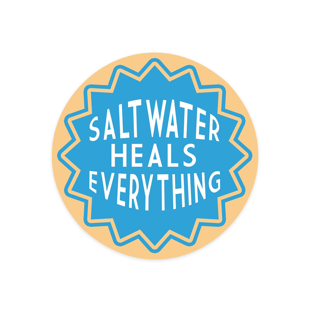 Saltwater Heals Everything, Simply Said, Contour, Lantern Press Artwork, Vinyl Sticker Sticker Lantern Press 
