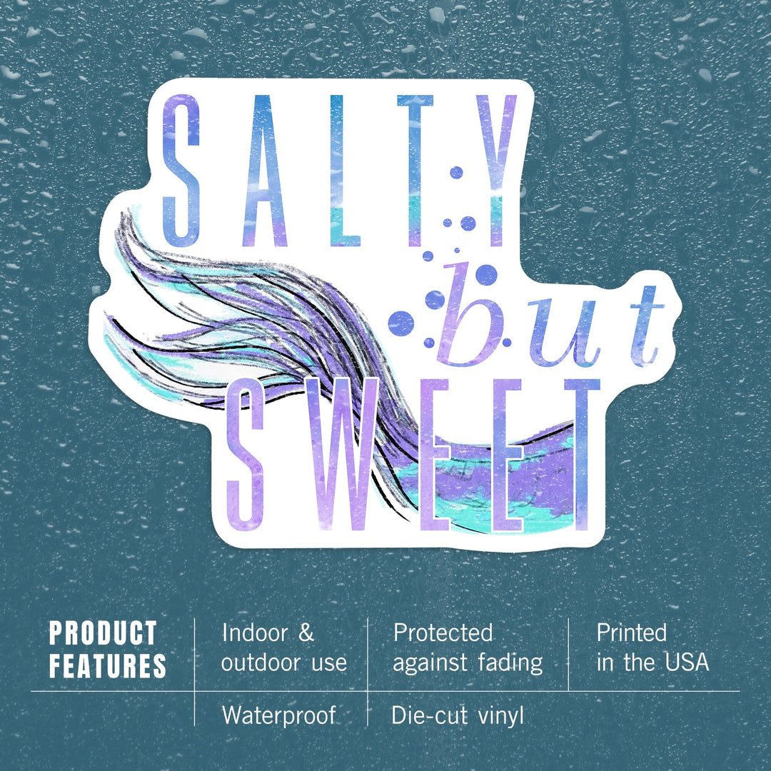 Salty but Sweet, Mermaid Tale, Contour, Vinyl Sticker Sticker Lantern Press 