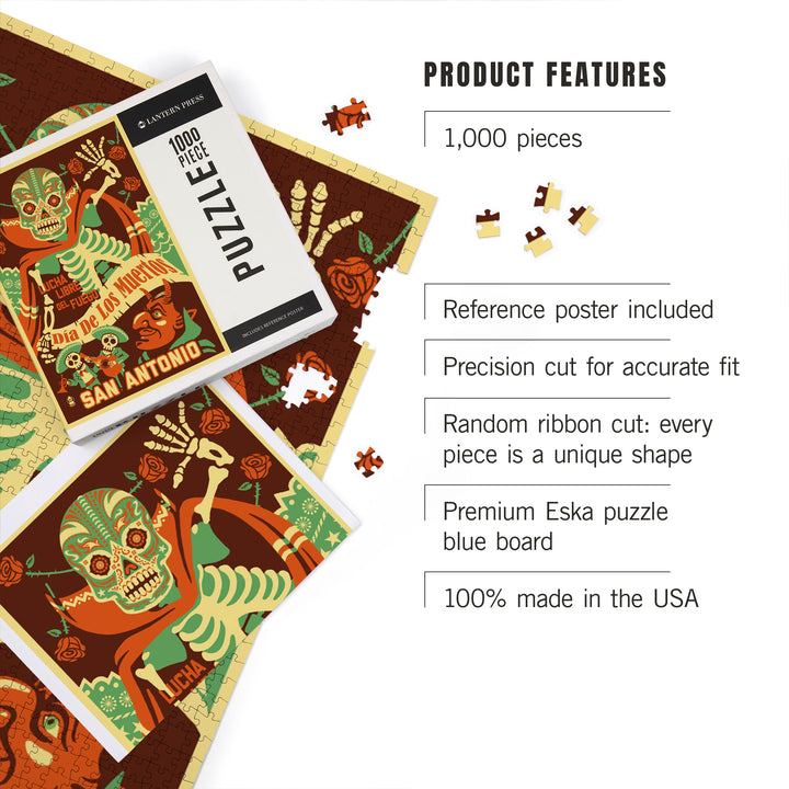 San Antonio, Texas, Dia de los Muertos (Day of the Dead), Lucha Libre del Fuego Press, Jigsaw Puzzle Puzzle Lantern Press 