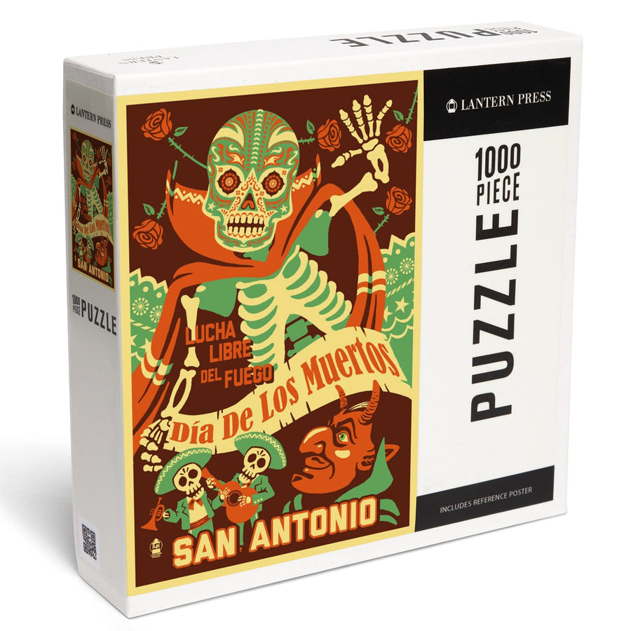 San Antonio, Texas, Dia de los Muertos (Day of the Dead), Lucha Libre del Fuego Press, Jigsaw Puzzle Puzzle Lantern Press 
