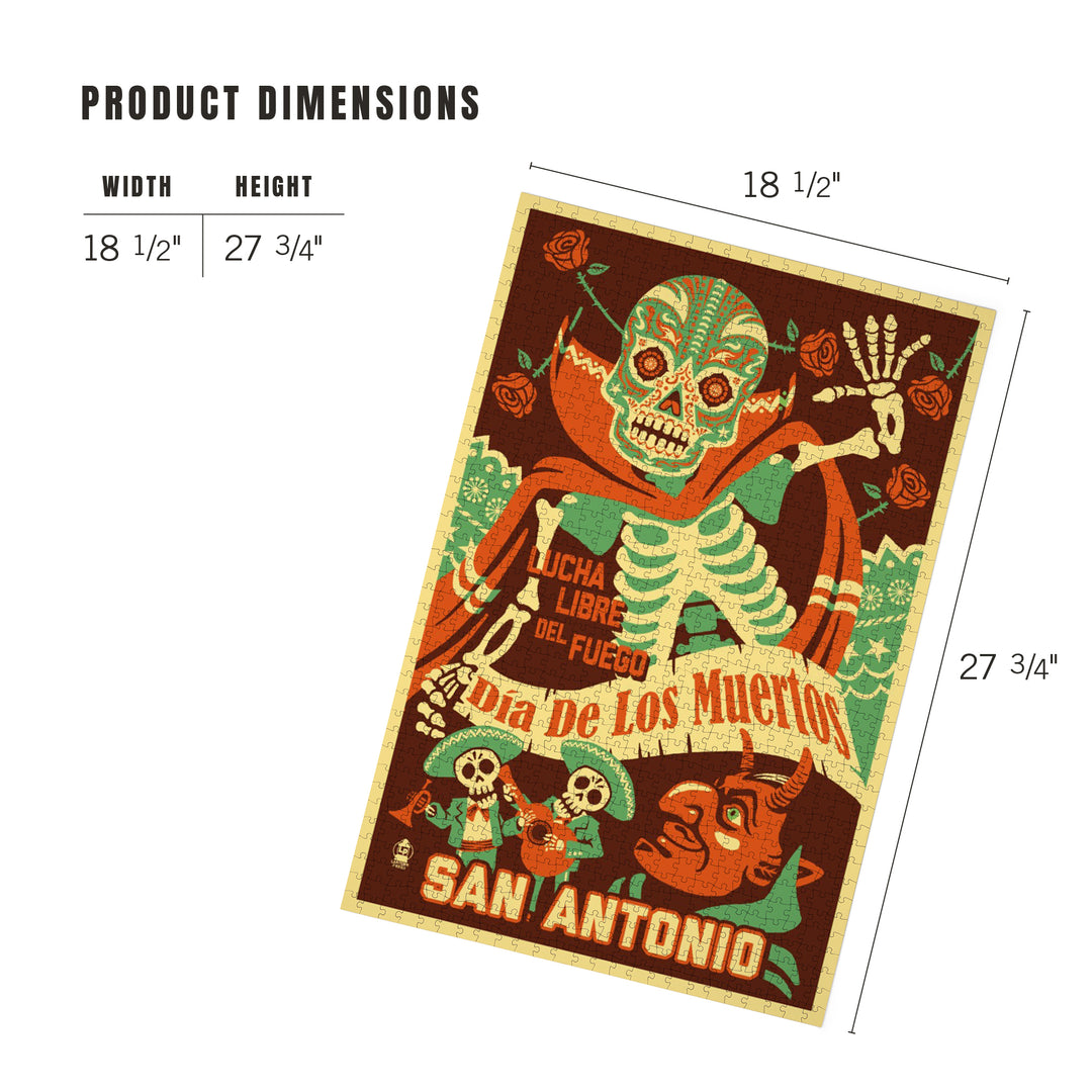 San Antonio, Texas, Dia de los Muertos (Day of the Dead), Lucha Libre del Fuego Press, Jigsaw Puzzle Puzzle Lantern Press 