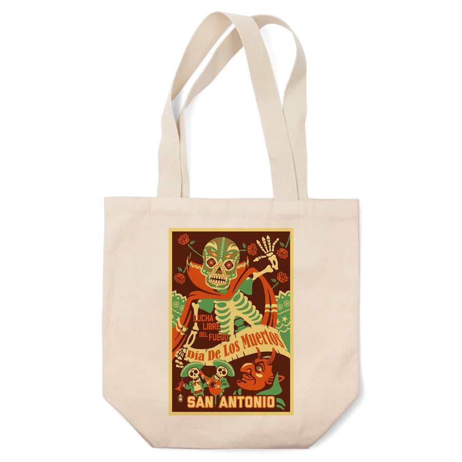 San Antonio, Texas, Dia de los Muertos (Day of the Dead), Lucha Libre del Fuego Press, Tote Bag Totes Lantern Press 