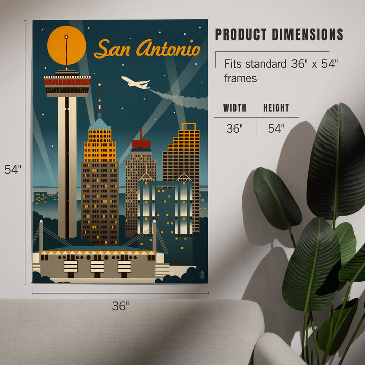 San Antonio, Texas, Retro Skyline, Art & Giclee Prints Art Lantern Press 