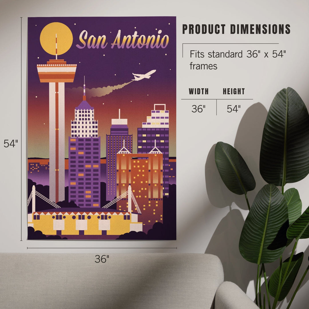 San Antonio, Texas, Retro Skyline Chromatic Series, Art & Giclee Prints Art Lantern Press 