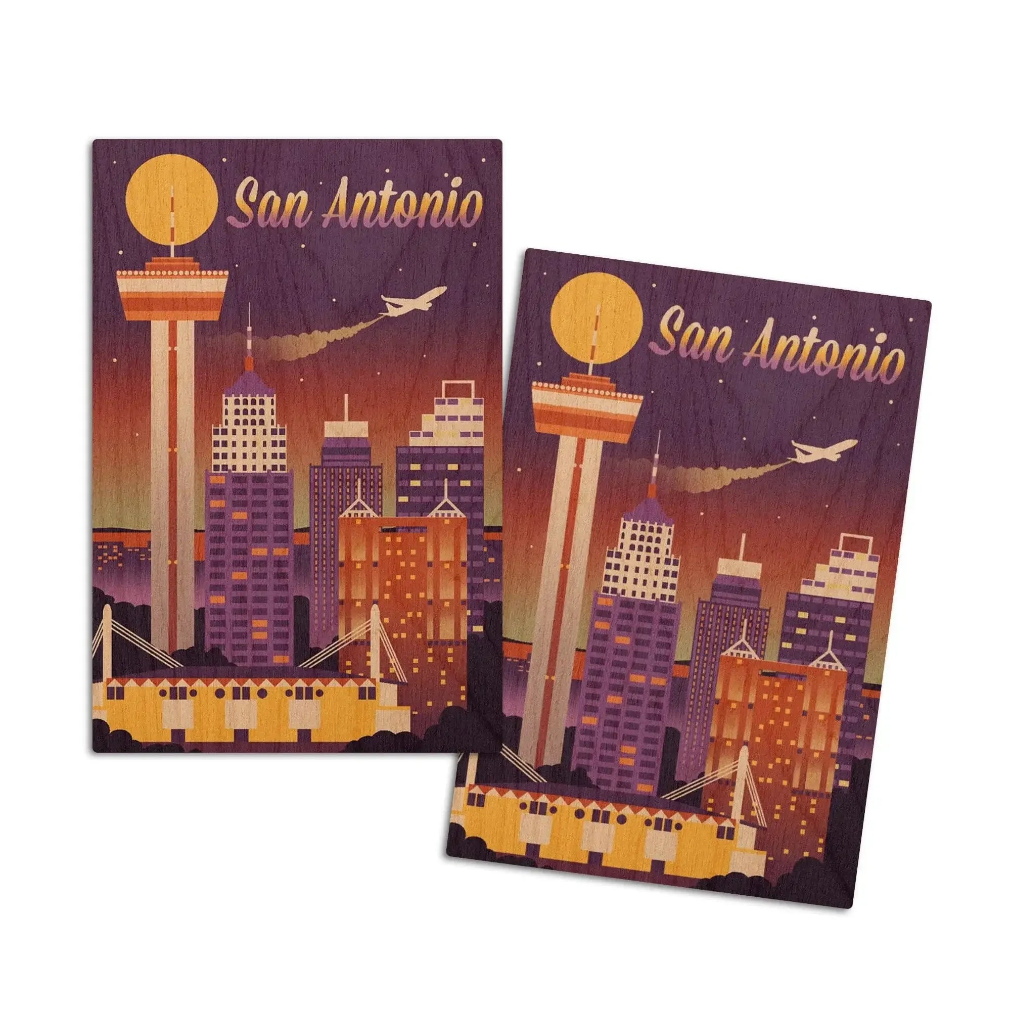 San Antonio, Texas, Retro Skyline Chromatic Series, Lantern Press Artw