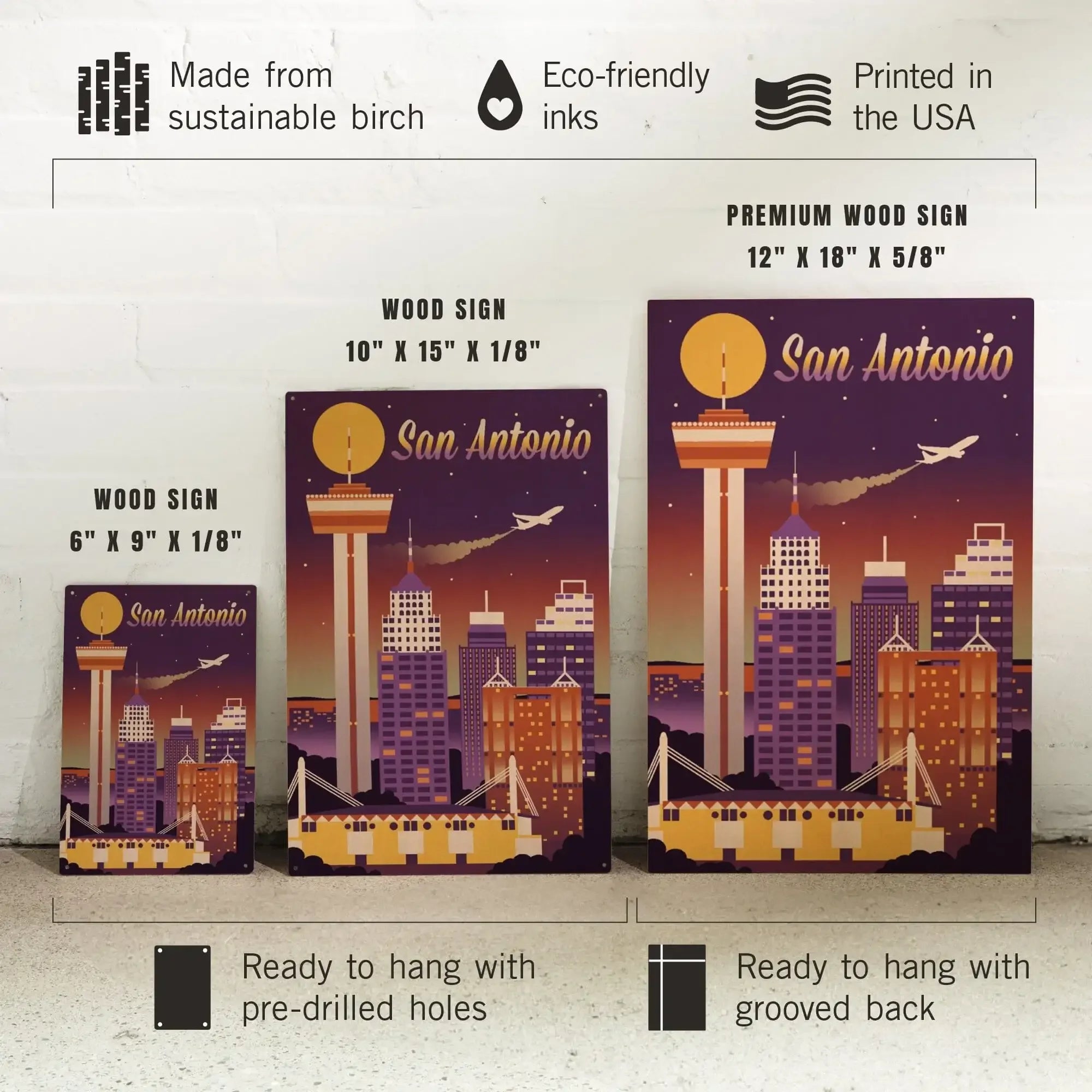 San Antonio, Texas, Retro Skyline Chromatic Series, Lantern Press Artw