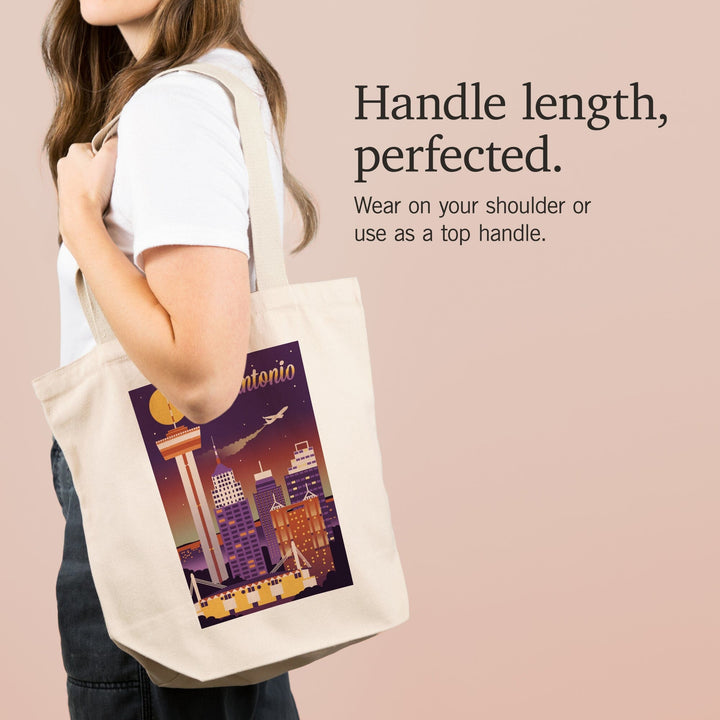 San Antonio, Texas, Retro Skyline Chromatic Series, Tote Bag Totes Lantern Press 