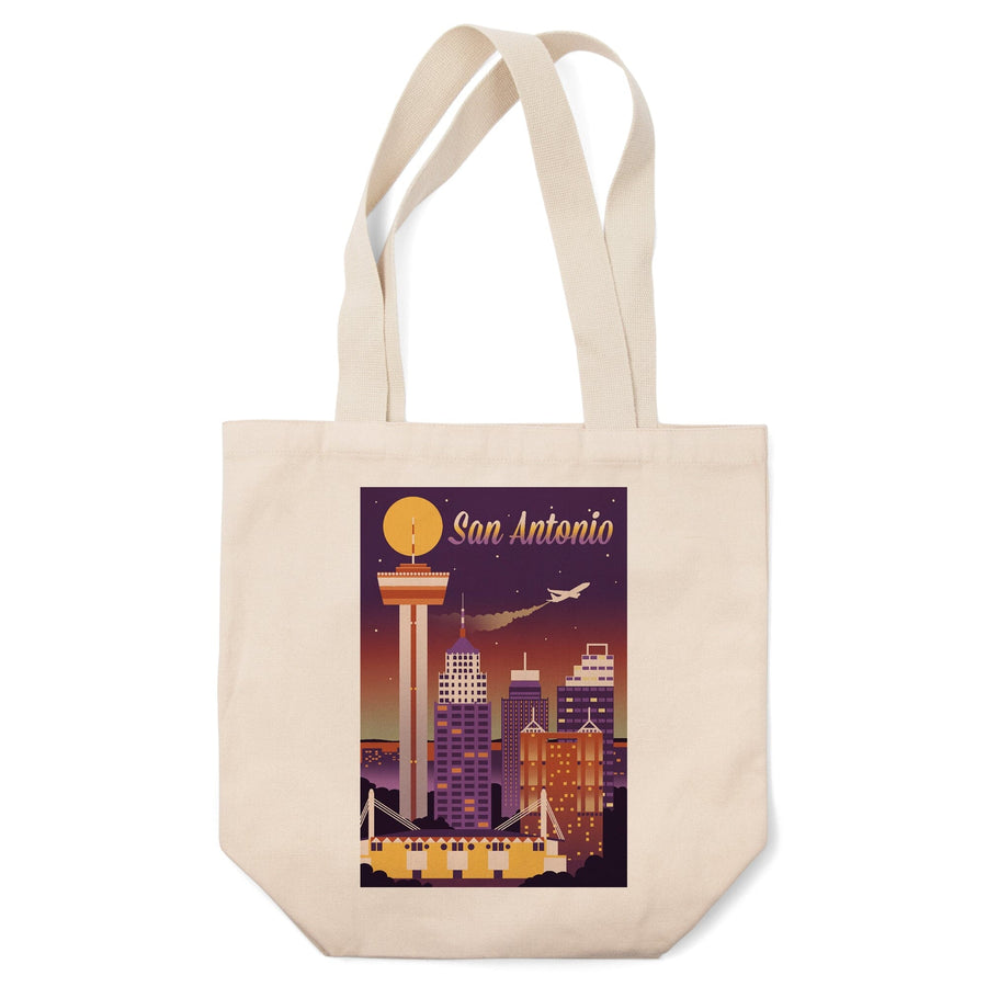 San Antonio, Texas, Retro Skyline Chromatic Series, Tote Bag Totes Lantern Press 