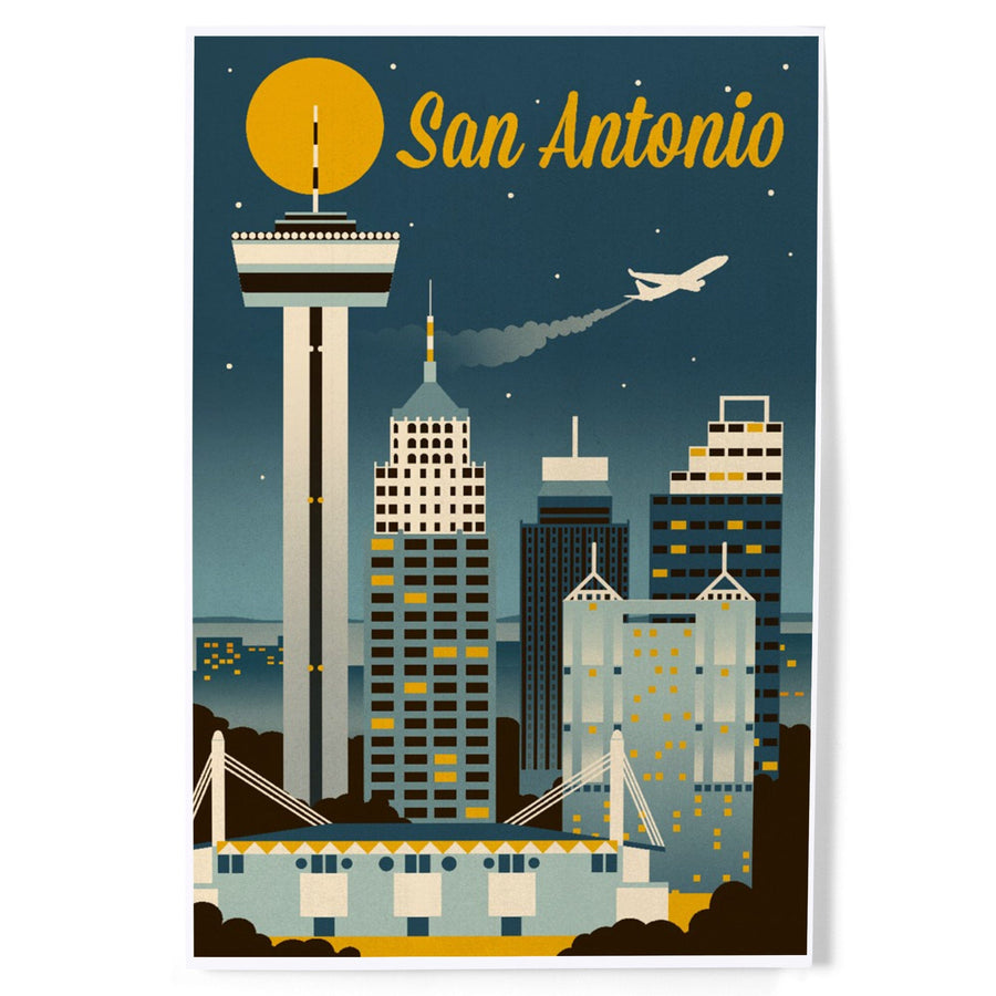 San Antonio, Texas, Retro Skyline Classic, Art & Giclee Prints Art Lantern Press 