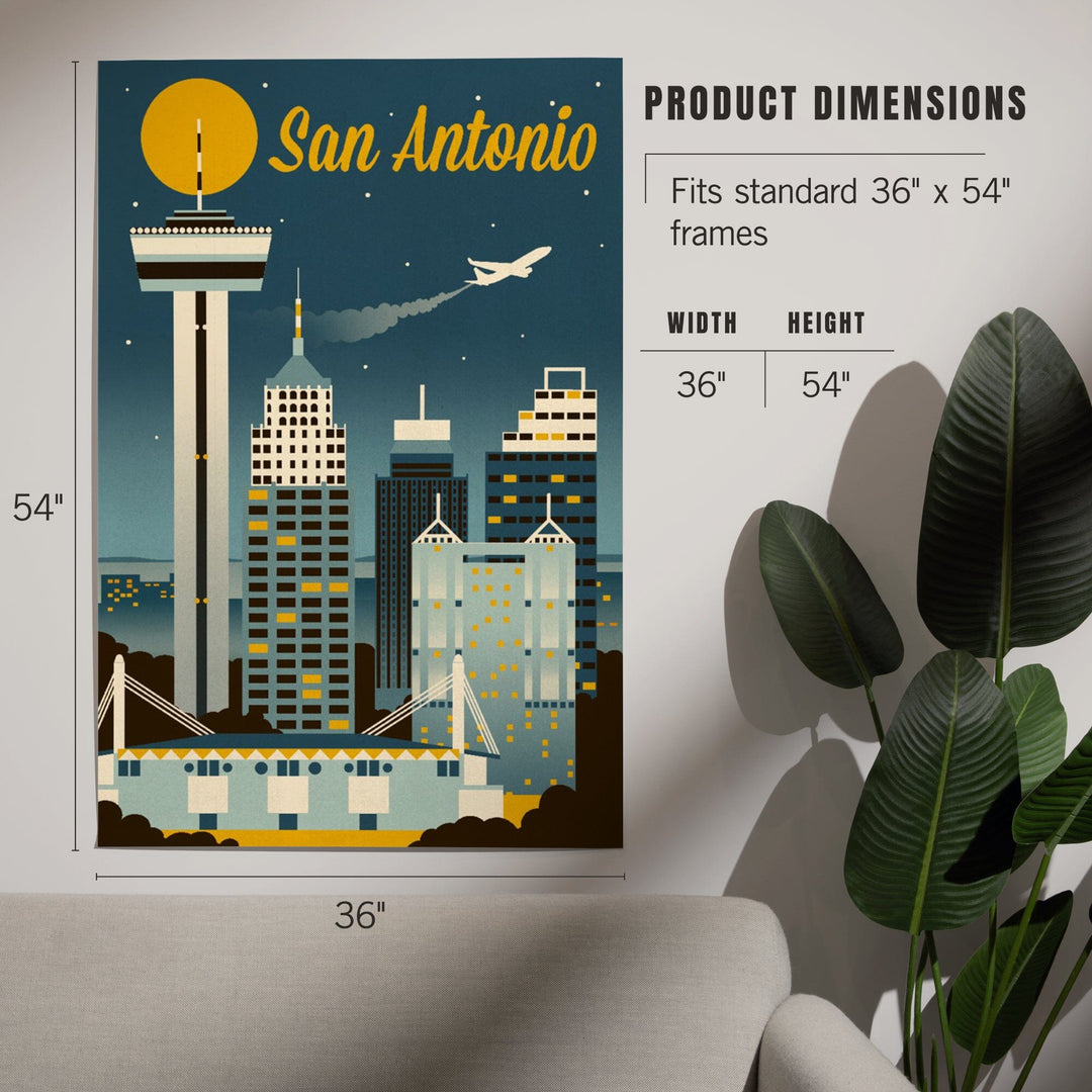 San Antonio, Texas, Retro Skyline Classic, Art & Giclee Prints Art Lantern Press 