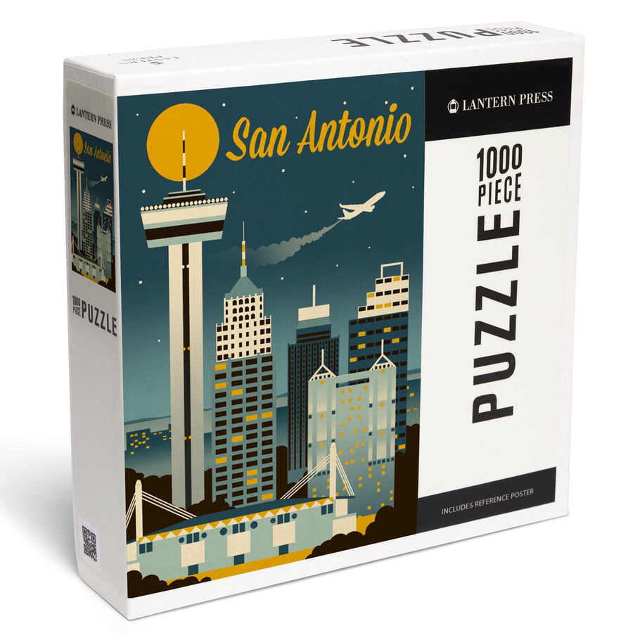 San Antonio, Texas, Retro Skyline Classic, Jigsaw Puzzle Puzzle Lantern Press 