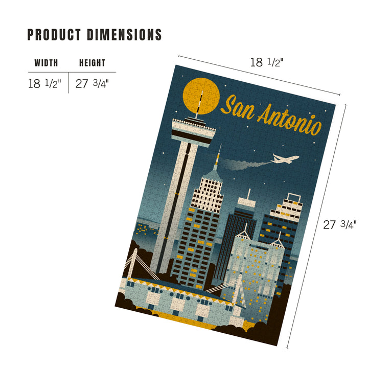 San Antonio, Texas, Retro Skyline Classic, Jigsaw Puzzle Puzzle Lantern Press 