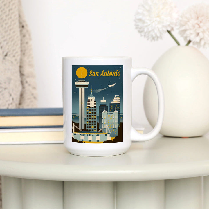 San Antonio, Texas, Retro Skyline Classic, Lantern Press Artwork, Ceramic Mug Mugs Lantern Press 