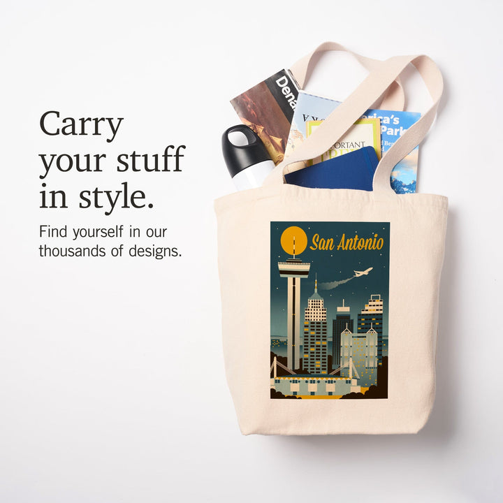 San Antonio, Texas, Retro Skyline Classic, Tote Bag Totes Lantern Press 