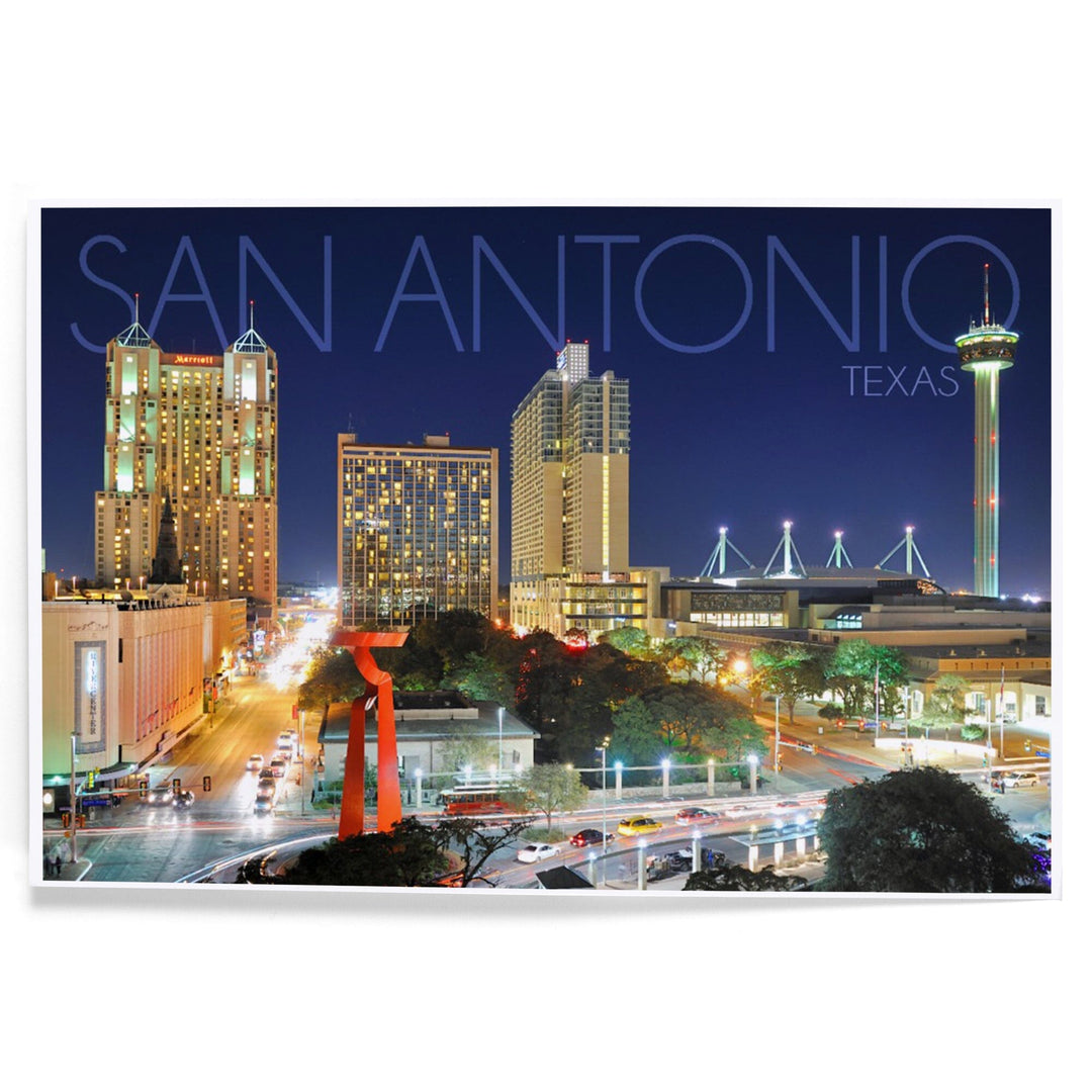 San Antonio, Texas, Skyline at Night, Art & Giclee Prints Art Lantern Press 