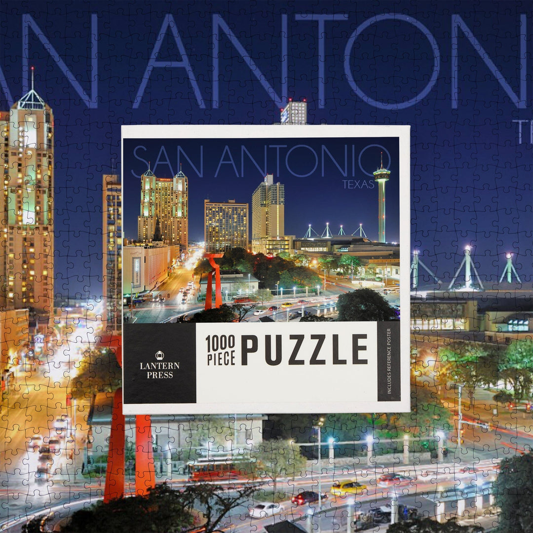 San Antonio, Texas, Skyline at Night, Jigsaw Puzzle Puzzle Lantern Press 