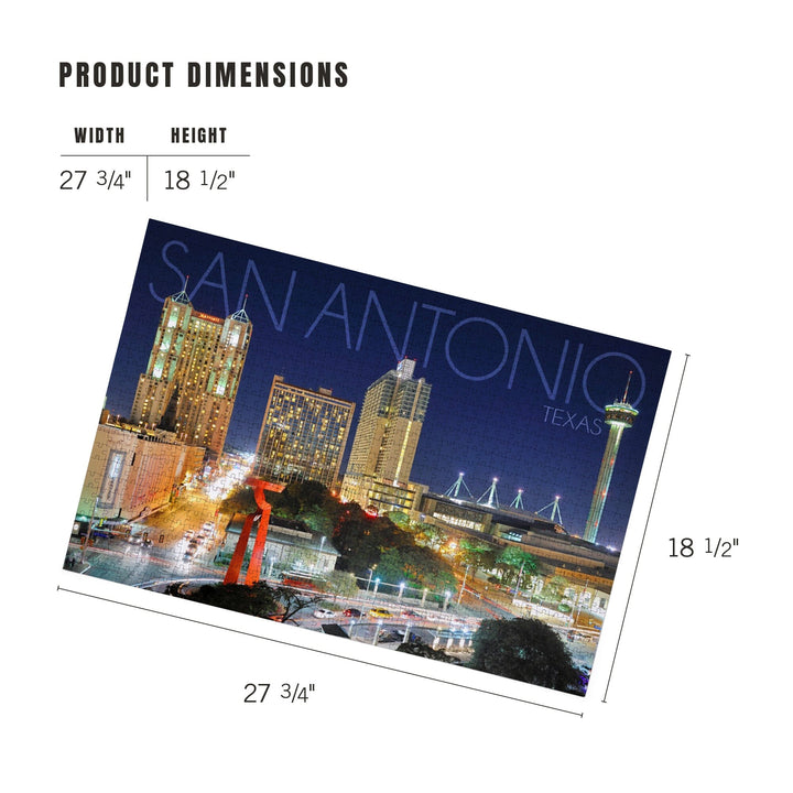 San Antonio, Texas, Skyline at Night, Jigsaw Puzzle Puzzle Lantern Press 