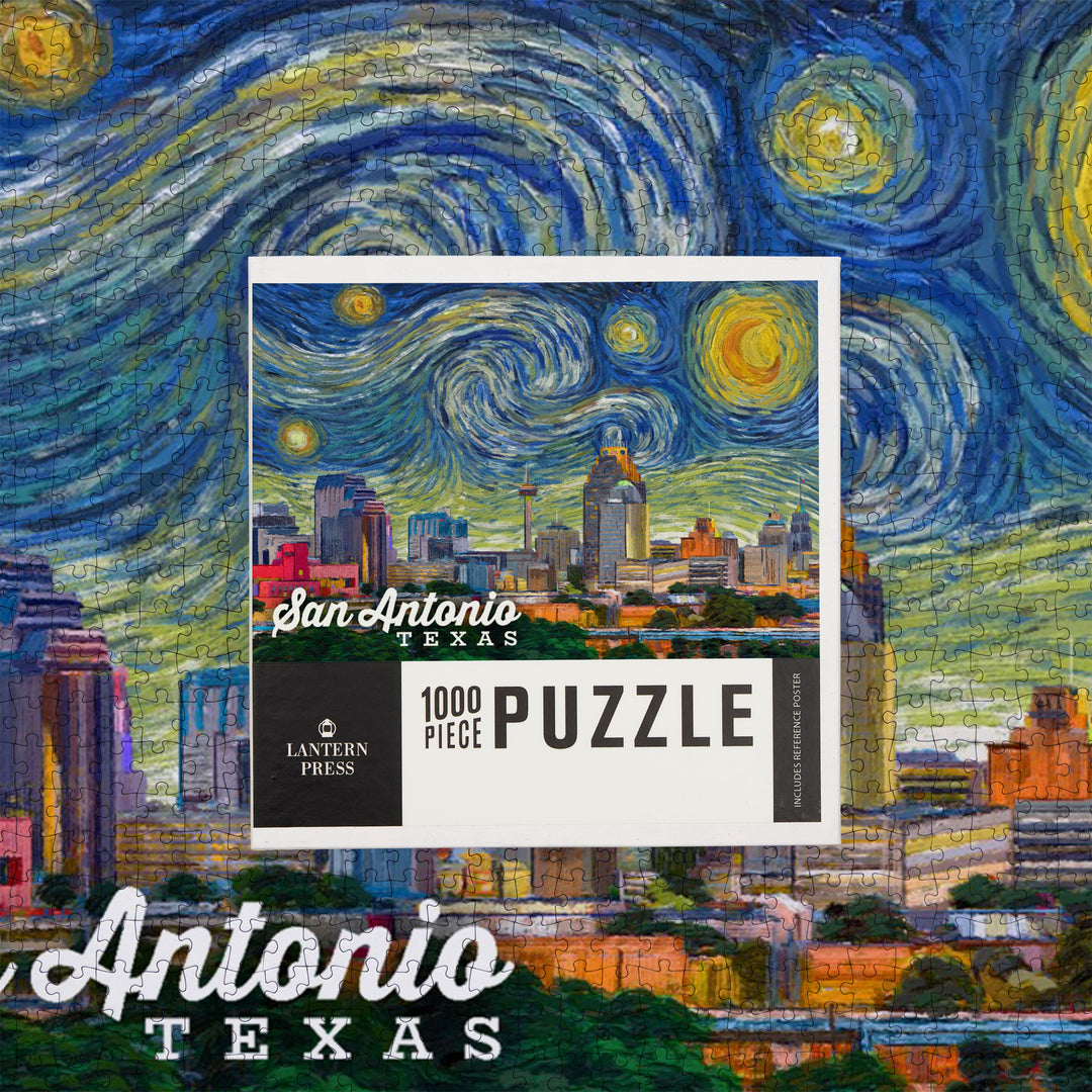 San Antonio, Texas, Starry Night City Series, Jigsaw Puzzle Puzzle Lantern Press 