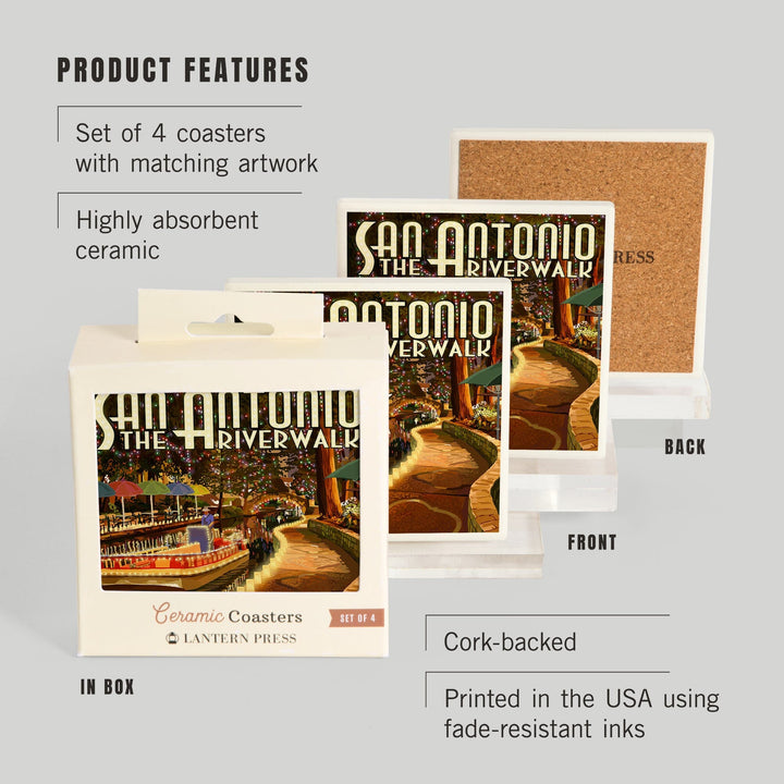 San Antonio, Texas, The Riverwalk, Coasters Coasters Lantern Press 
