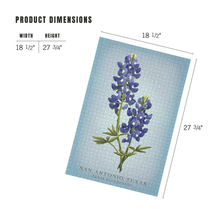 San Antonio, Texas, Vintage Flora, State Series, Bluebonnet, Jigsaw Puzzle Puzzle Lantern Press 