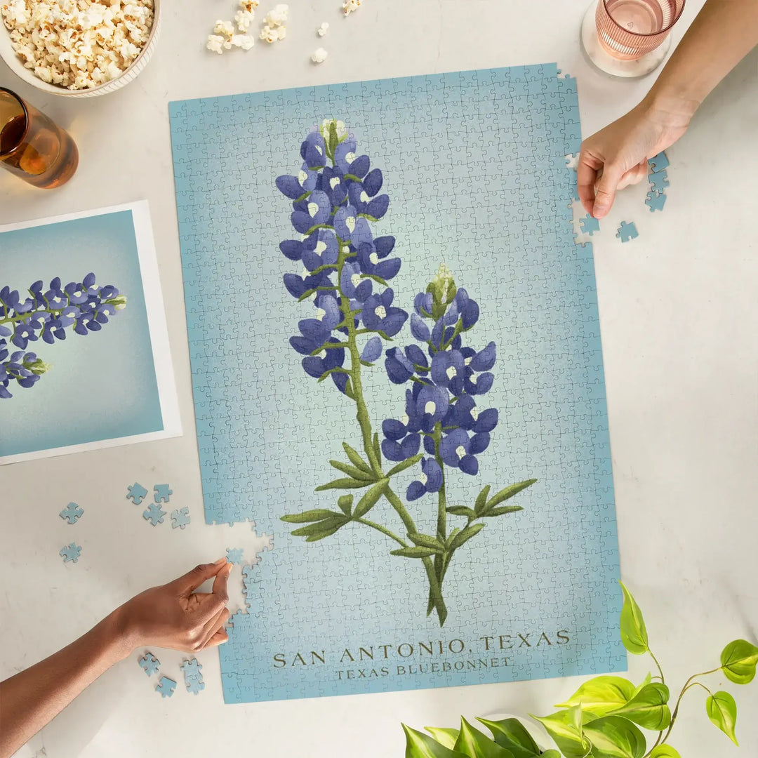 San Antonio, Texas, Vintage Flora, State Series, Bluebonnet, Jigsaw Puzzle Puzzle Lantern Press 