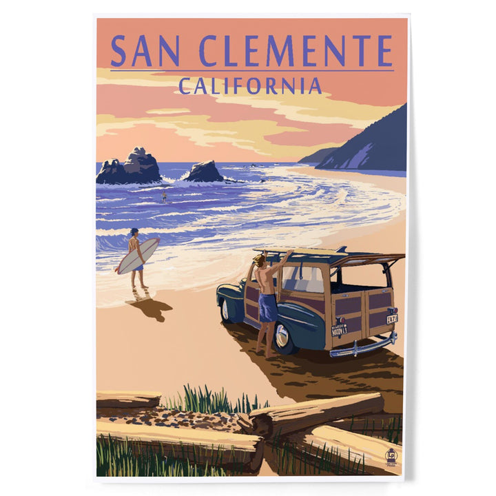 San Clemente, California, Woody on Beach, Art & Giclee Prints Art Lantern Press 