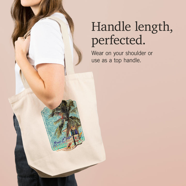 San Diego, California, Beach and Lifeguard Shack, Van Gogh Style,, Tote Bag Totes Lantern Press 