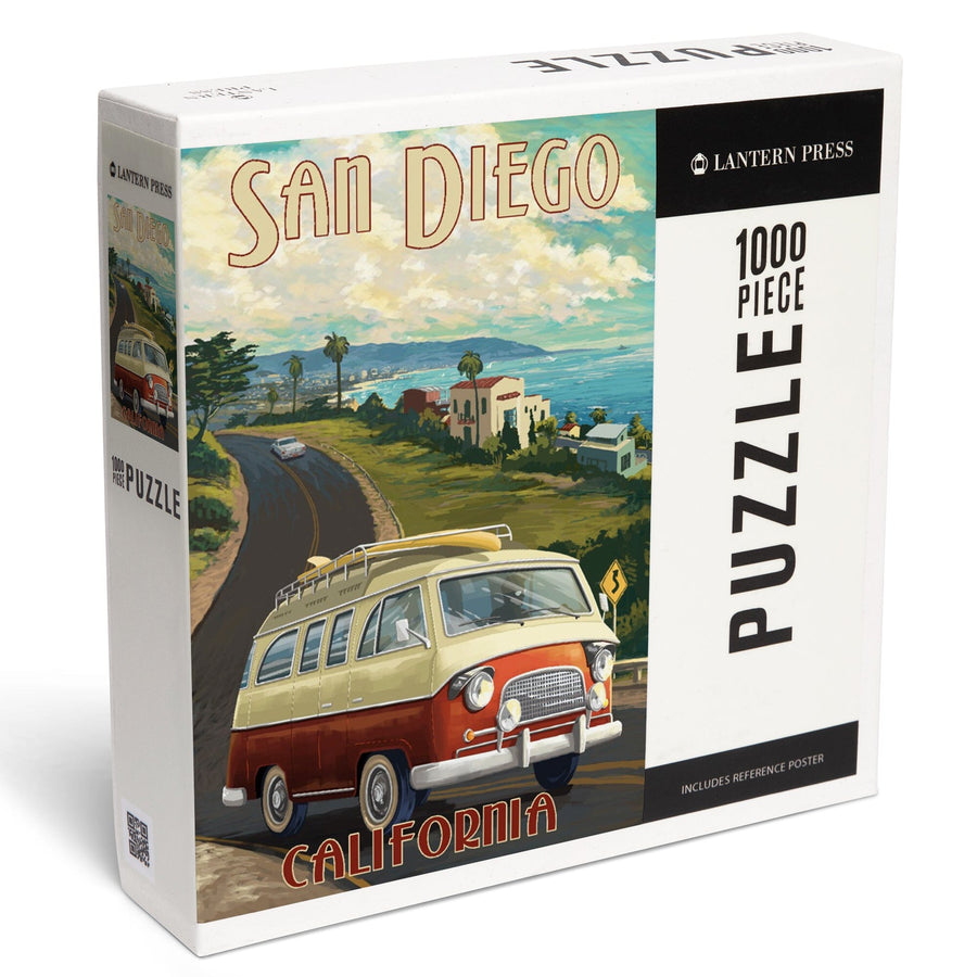 San Diego, California, Camper Van, Jigsaw Puzzle Puzzle Lantern Press 