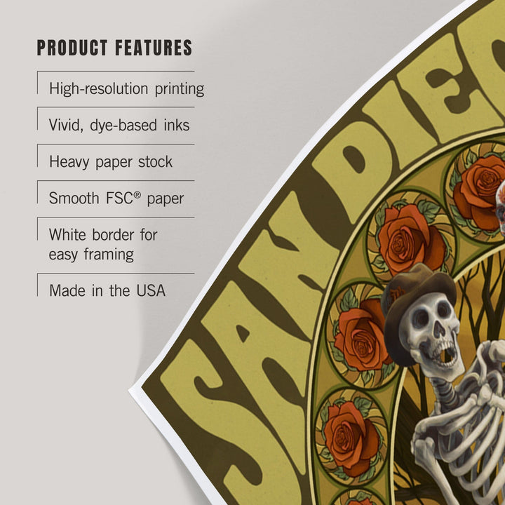 San Diego, California, Day of the Dead, Skeleton Holding Sugar Skull, Art & Giclee Prints Art Lantern Press 