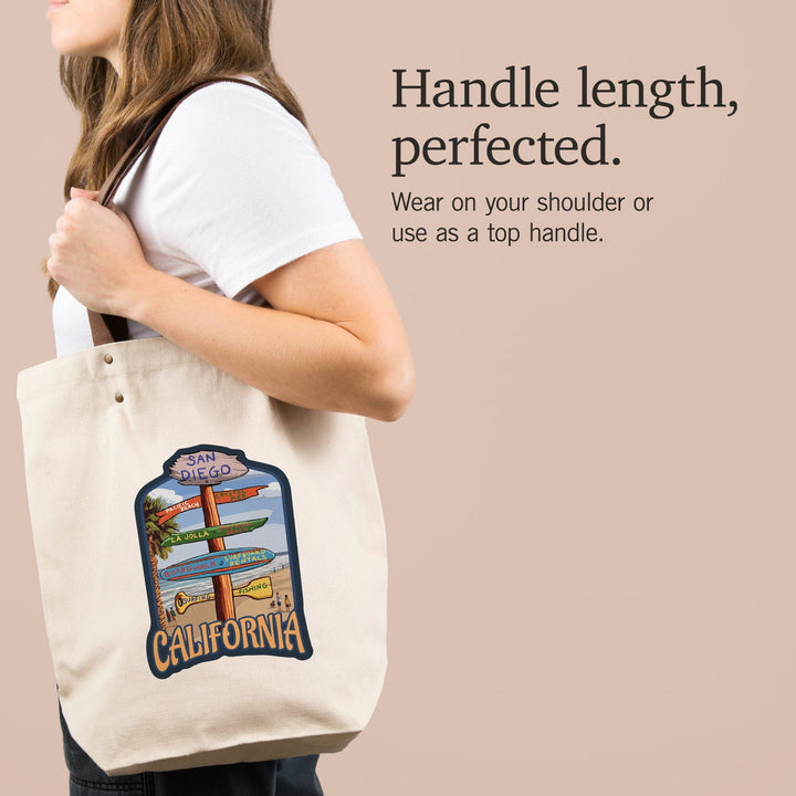 San Diego, California, Destination Sign, Contour, Lantern Press Artwork, Accessory Go Bag Totes Lantern Press 