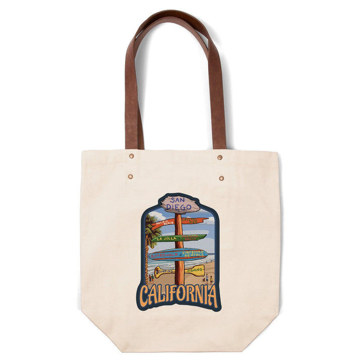 San Diego, California, Destination Sign, Contour, Lantern Press Artwork, Accessory Go Bag Totes Lantern Press 