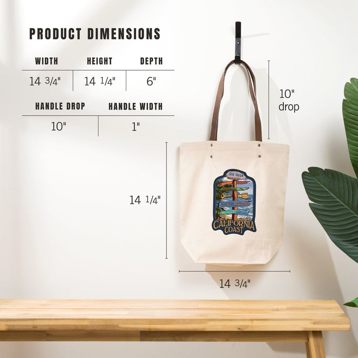 San Diego, California, Destinations Sign, Contour, Lantern Press Artwork, Accessory Go Bag Totes Lantern Press 