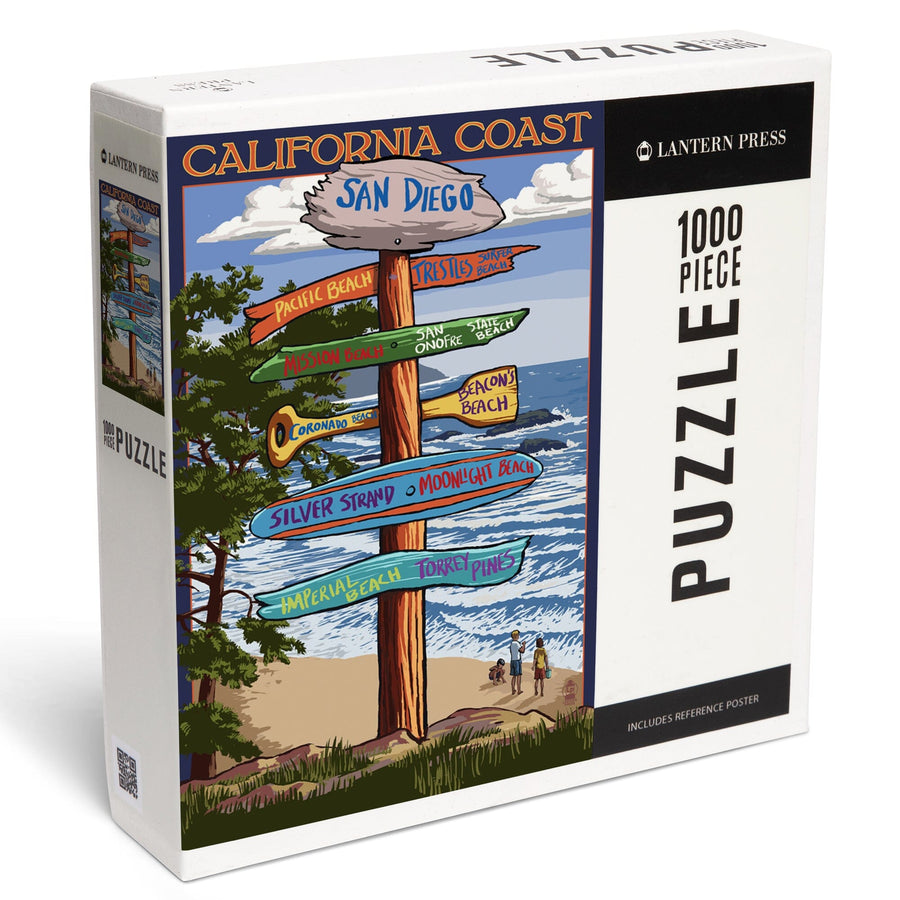 San Diego, California, Destinations Sign, Jigsaw Puzzle Puzzle Lantern Press 