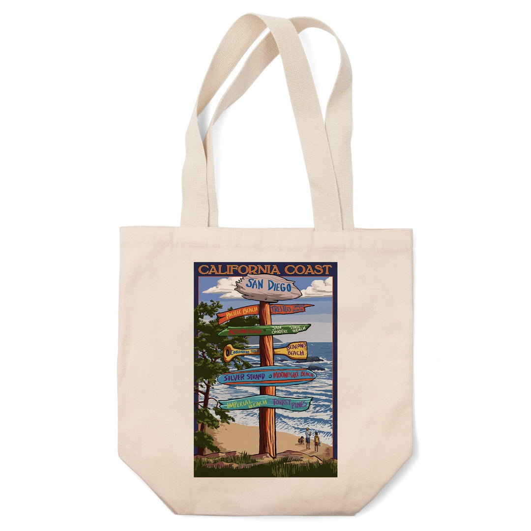 San Diego, California, Destinations Sign, Tote Bag Totes Lantern Press 