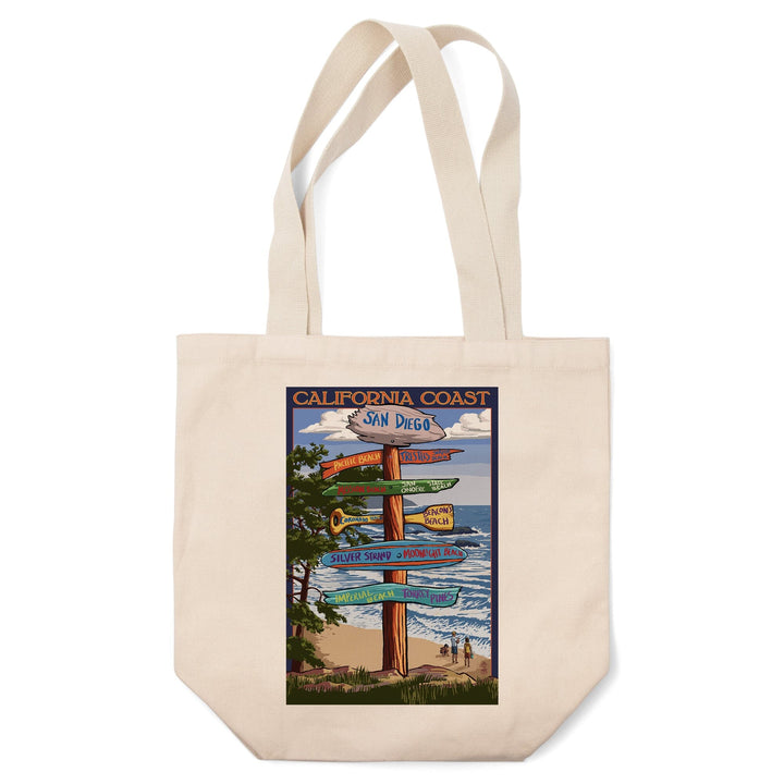 San Diego, California, Destinations Sign, Tote Bag Totes Lantern Press 