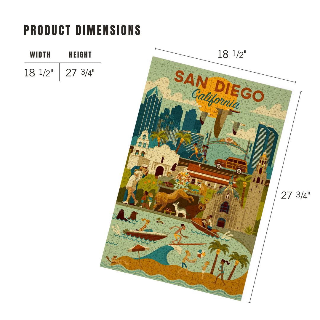 San Diego, California, Geometric, Jigsaw Puzzle Puzzle Lantern Press 