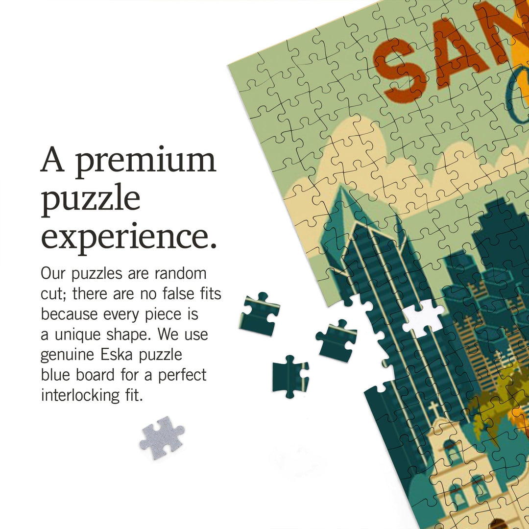 San Diego, California, Geometric, Jigsaw Puzzle Puzzle Lantern Press 
