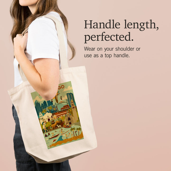 San Diego, California, Geometric, Tote Bag Totes Lantern Press 
